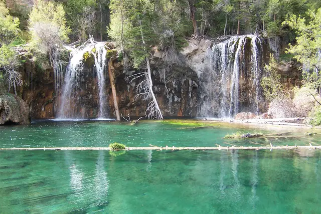 Bridal Veil Falls pouring into Hanging Lake in late May