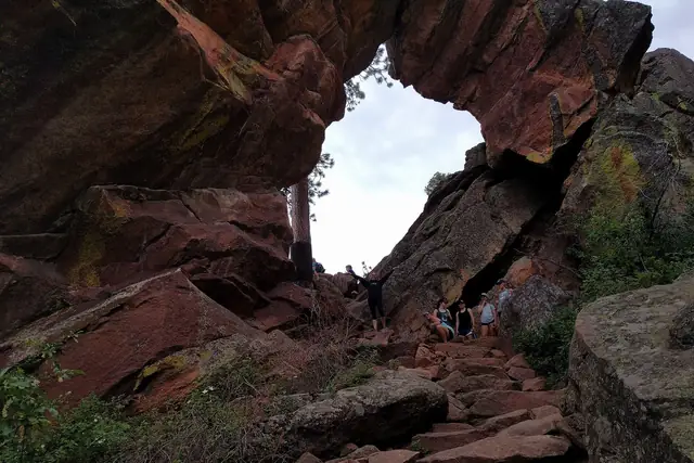 Looking up through Royal Arch from the end of the trail in June